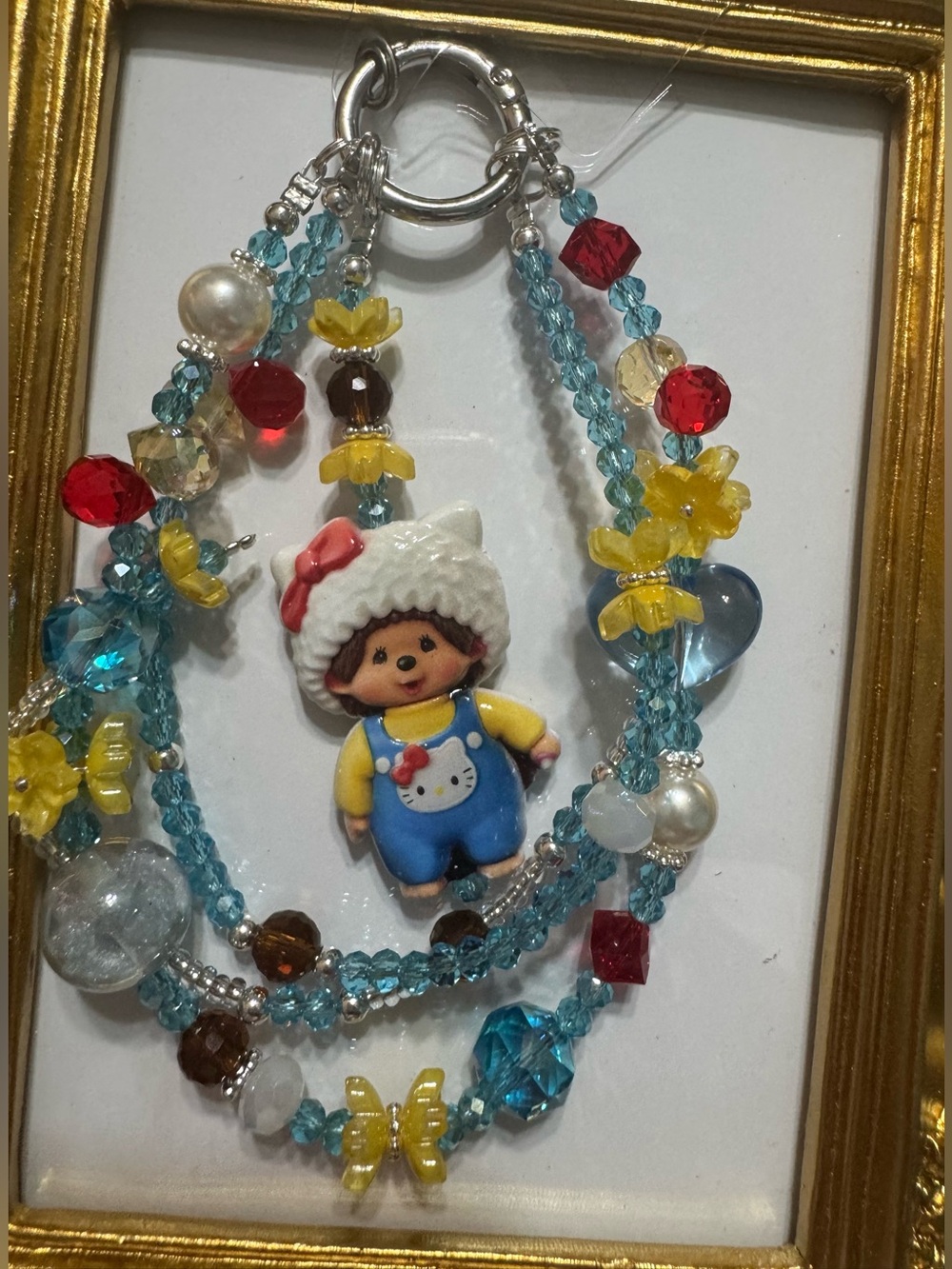 Monchhichi Beaded Bag Charm with Cute Pendant